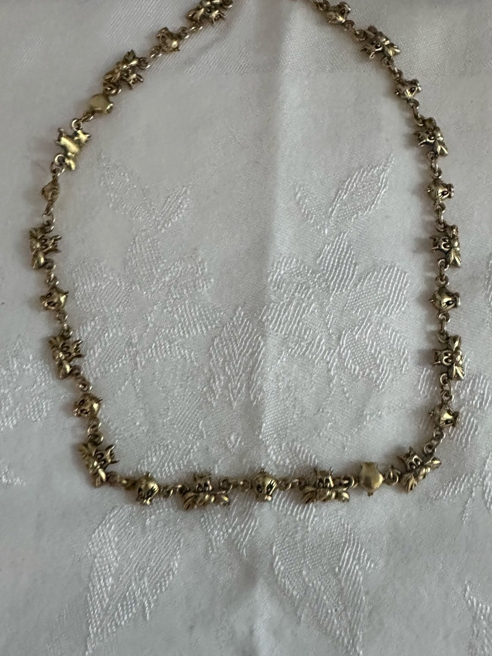 Gold-Tone Floral Link Necklace - Unbranded